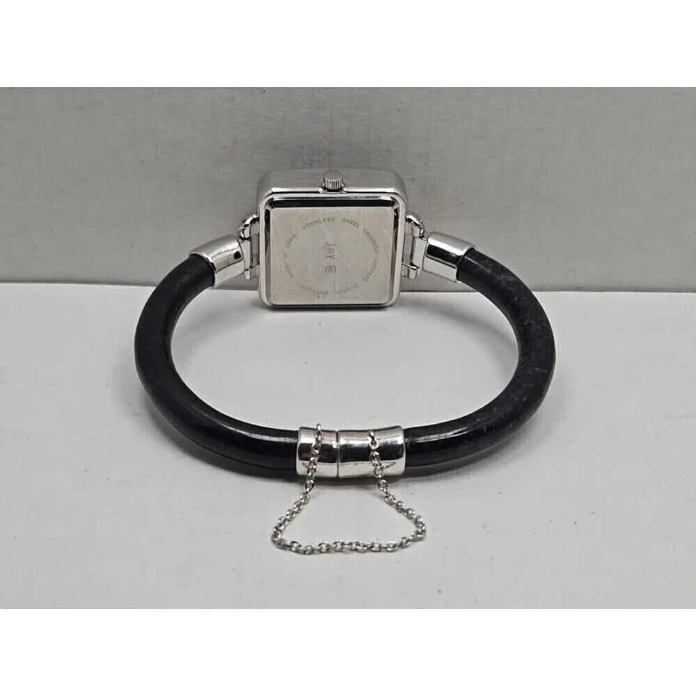 Jade Of Yesteryear Womens Silver Square Watch Black Jade Dial Quartz New Battery